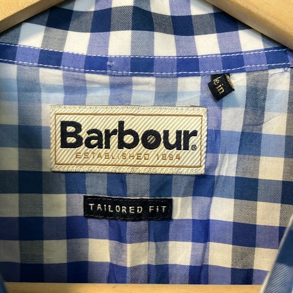 Barbour Navy and White Plaid Men's Shirt - Picture 2 of 6